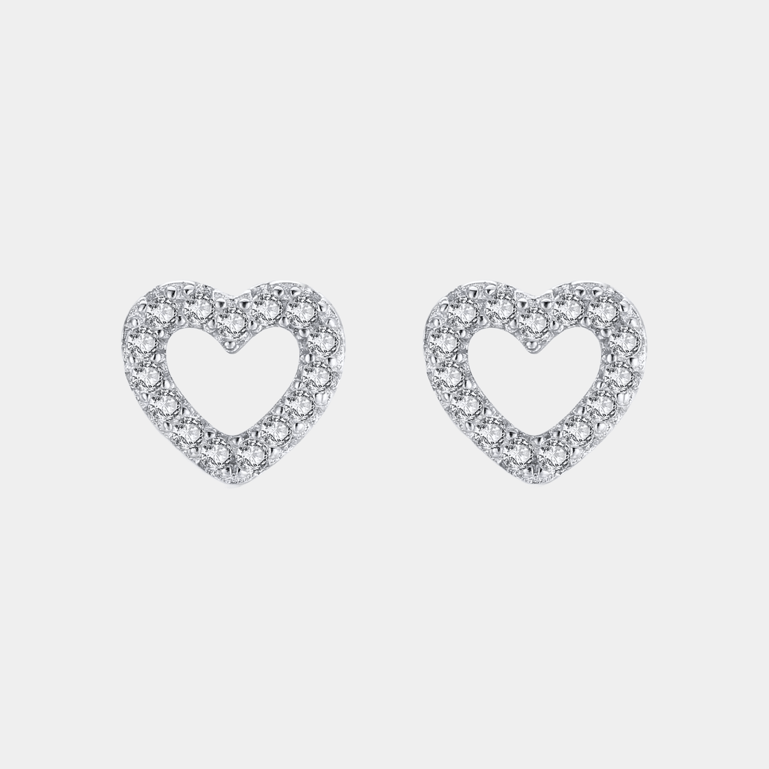 Heart Earrings With Zircon Crystal S925 Silver Plated