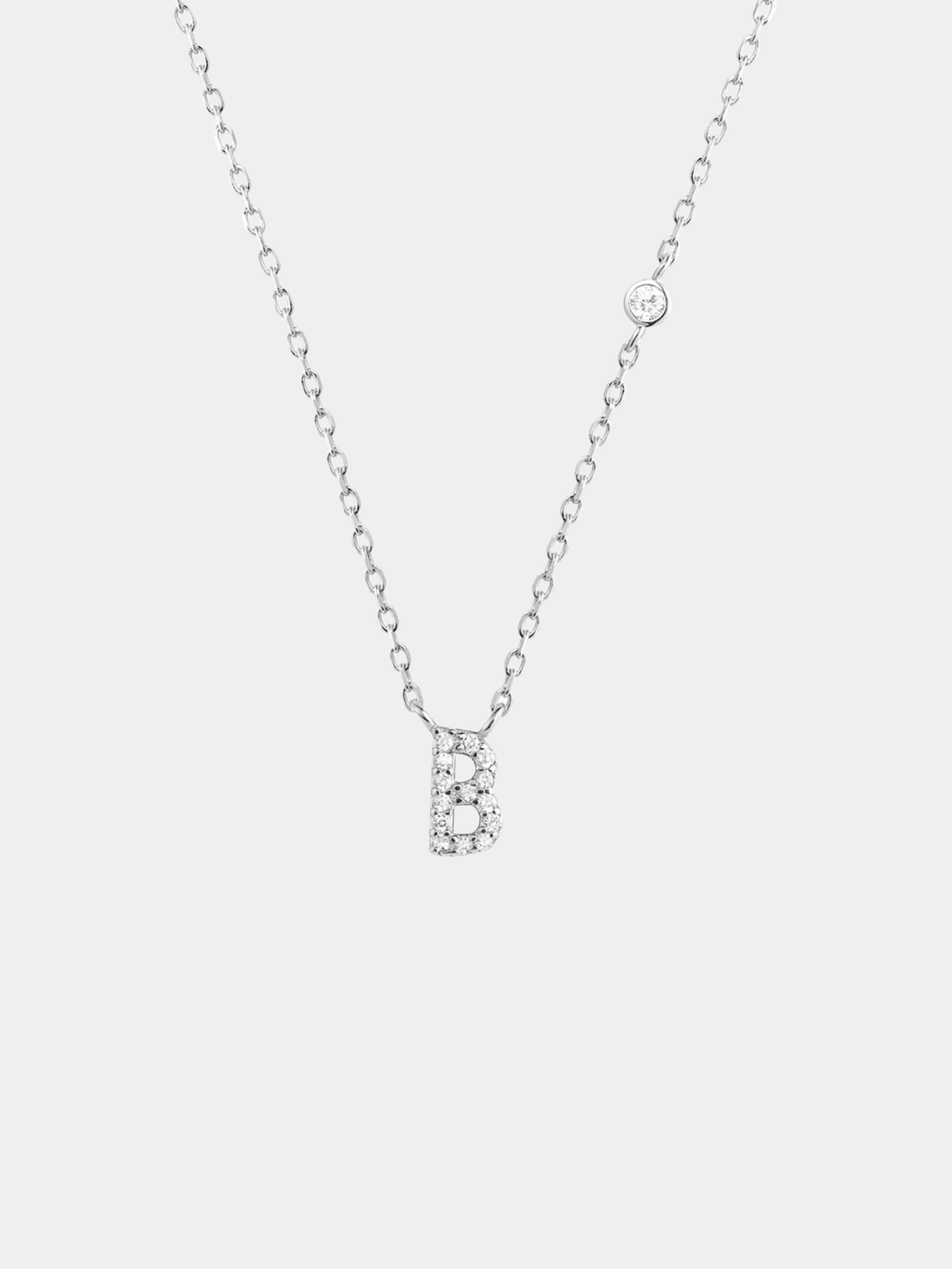 Initial Necklace B Letter Pendant Sterling Silver
