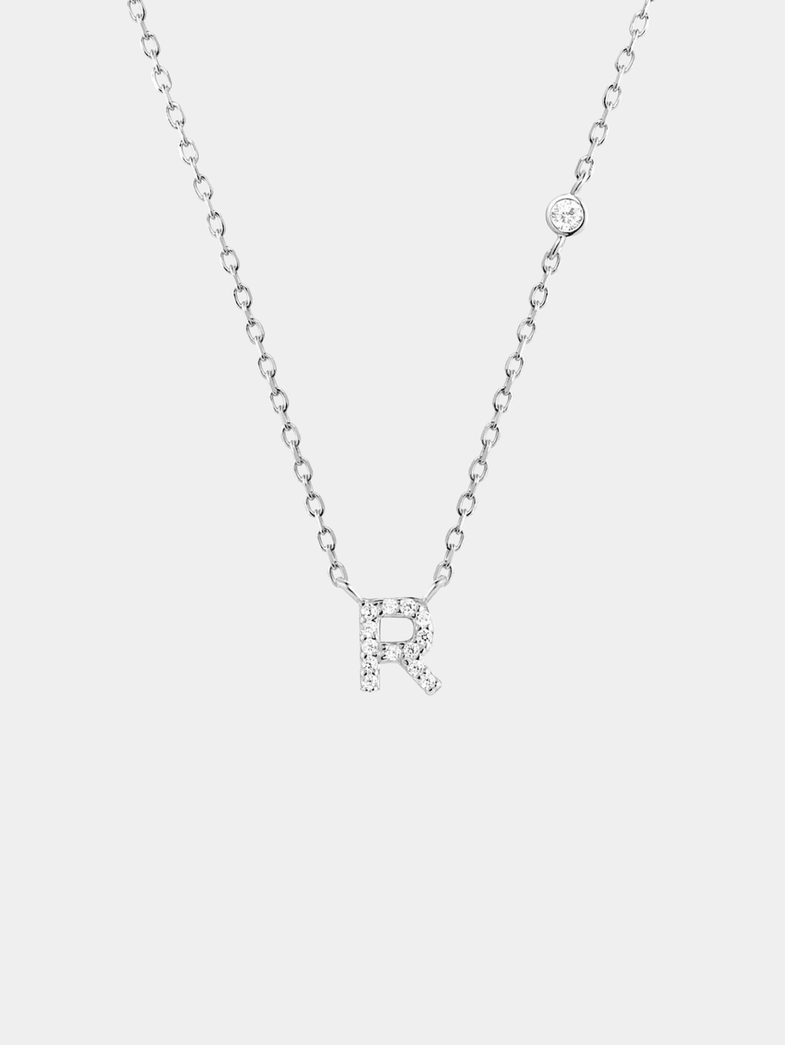 Initial Necklace R Letter Pendant Sterling Silver