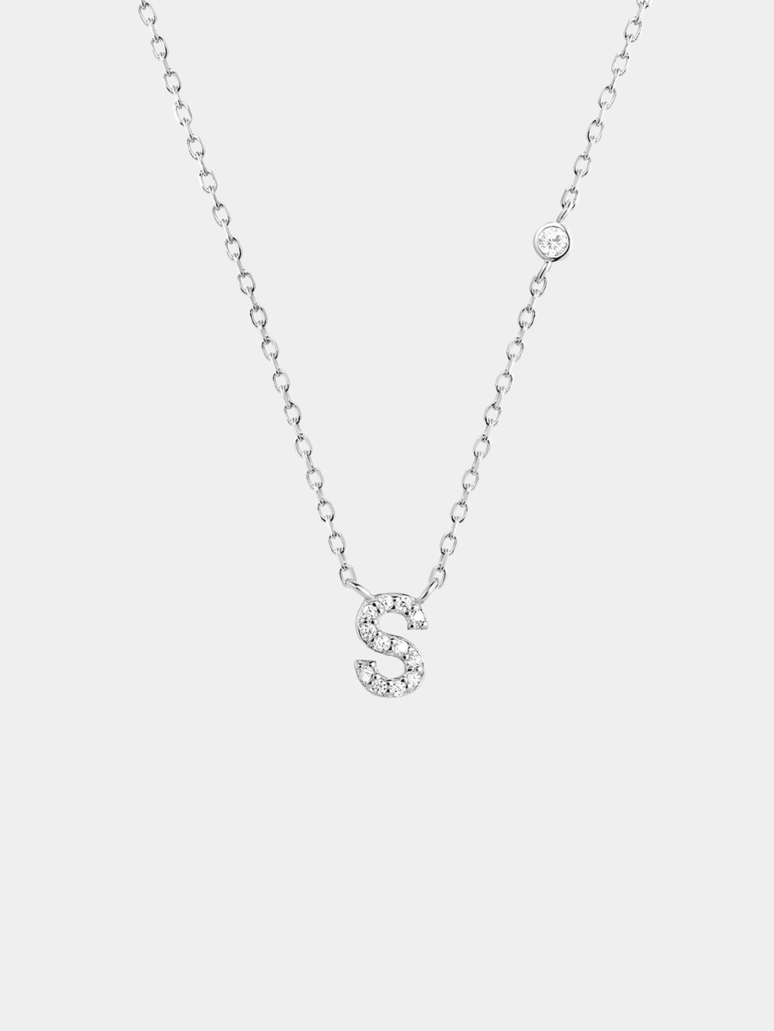 Initial Necklace S Letter Pendant Sterling Silver