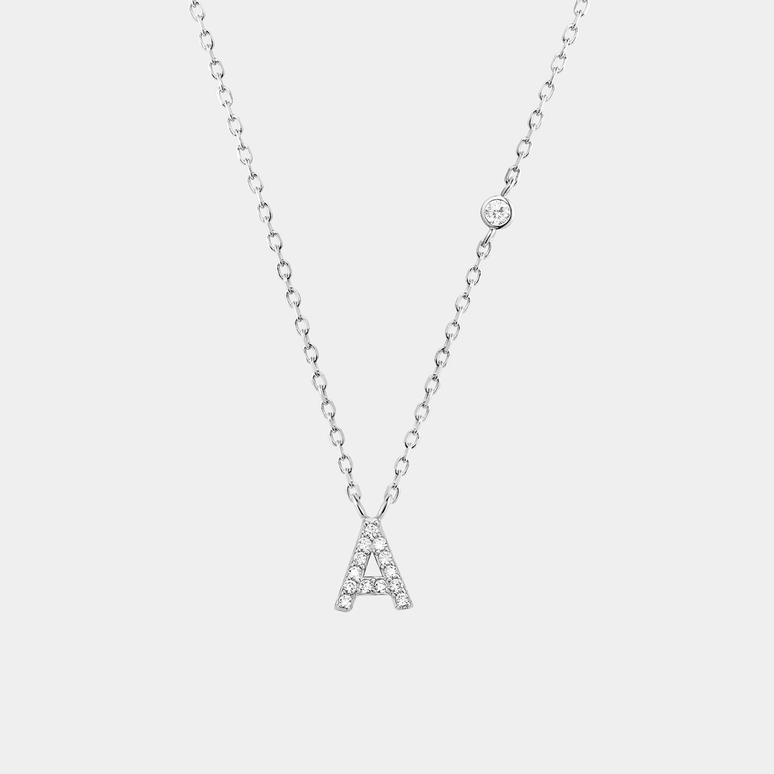 Initial Necklace A Letter Pendant Sterling Silver