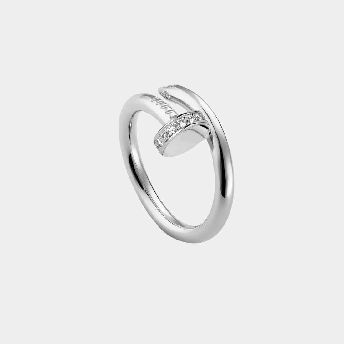 Silver Nail Ring Statement Piece With Diamonds
